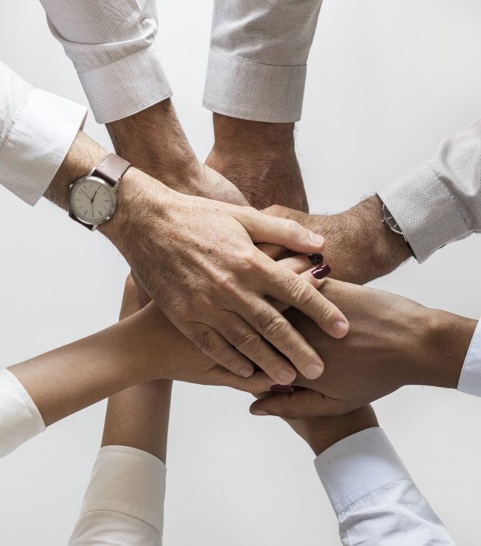 Manos unidas. Concepto psicología y apoyo emocional